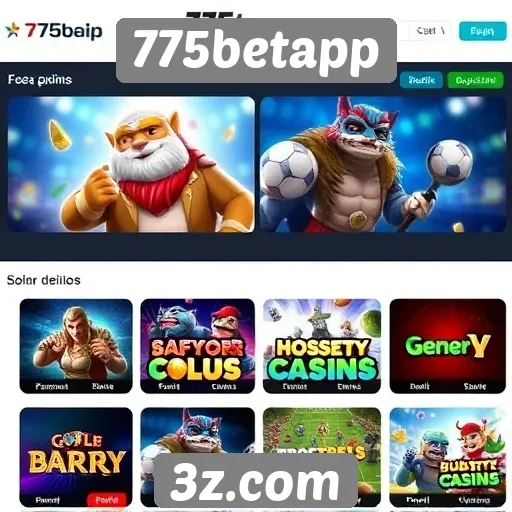 Variedade de jogos disponíveis no 775betapp